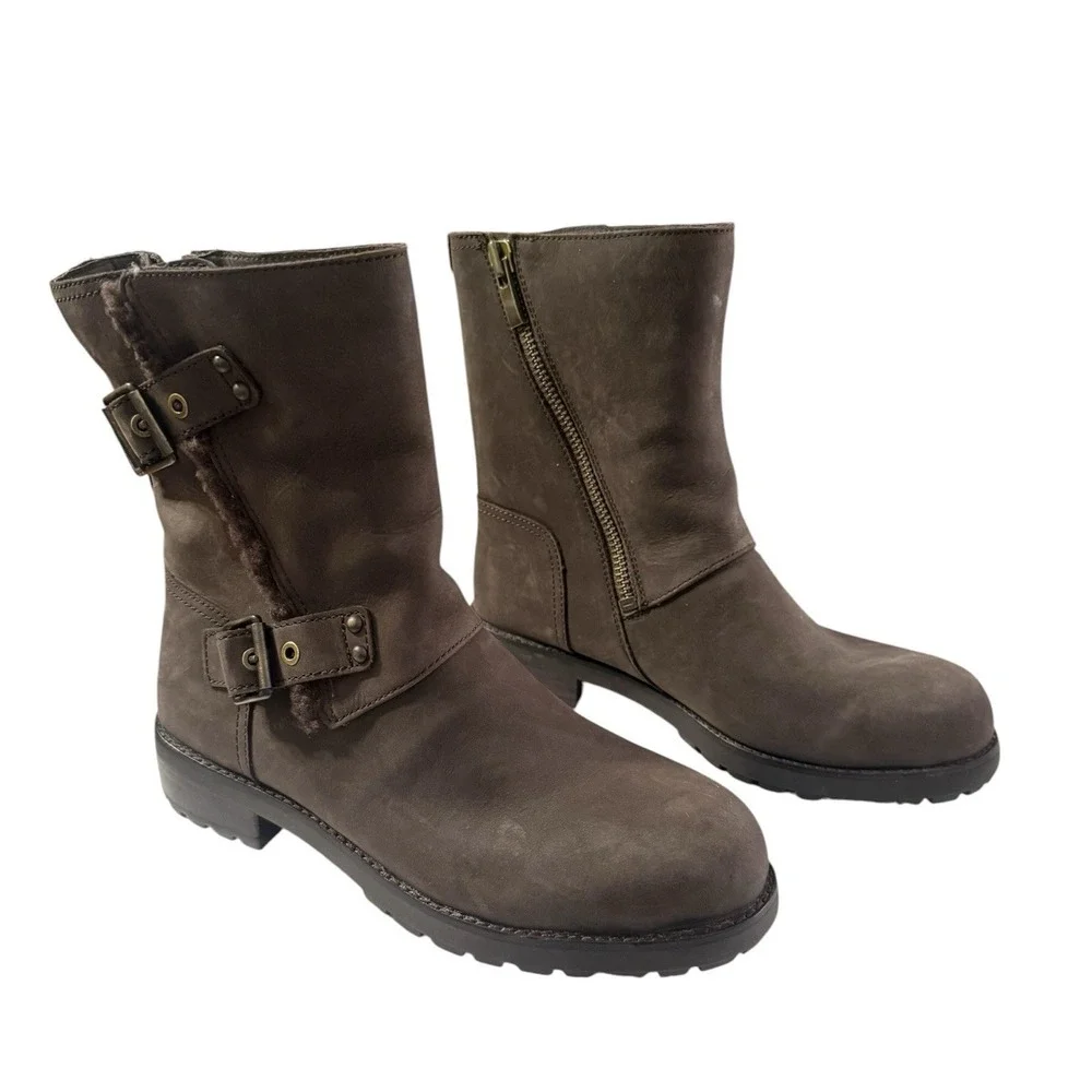 UGG NIELS II WATER RESISTAN WOMEN BOOTS LEATHER Stout Brown US 9.5